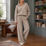 Clara-Lane Wide Leg Set - Khaki