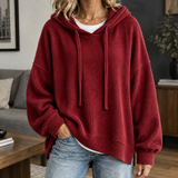 Tara Ribbed Hoodie - Wine Red