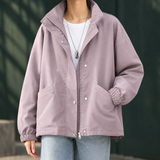 Cadence-Pearl Stand Collar Jacket - Pinkish Purple