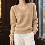 Imogen-Mae V-Neck Sweater - V-neck Golden Camel
