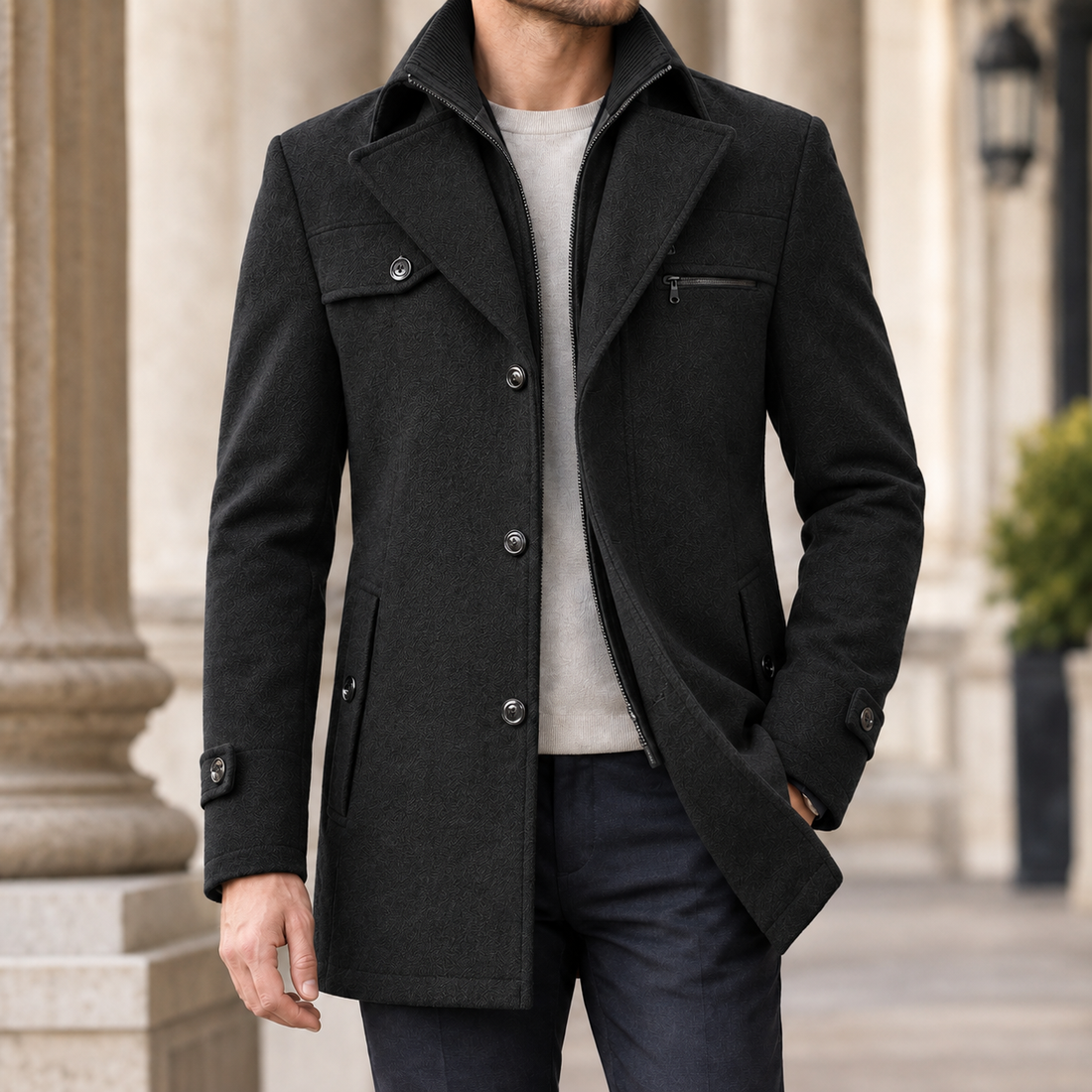 Pierrick Wool Coat - Black