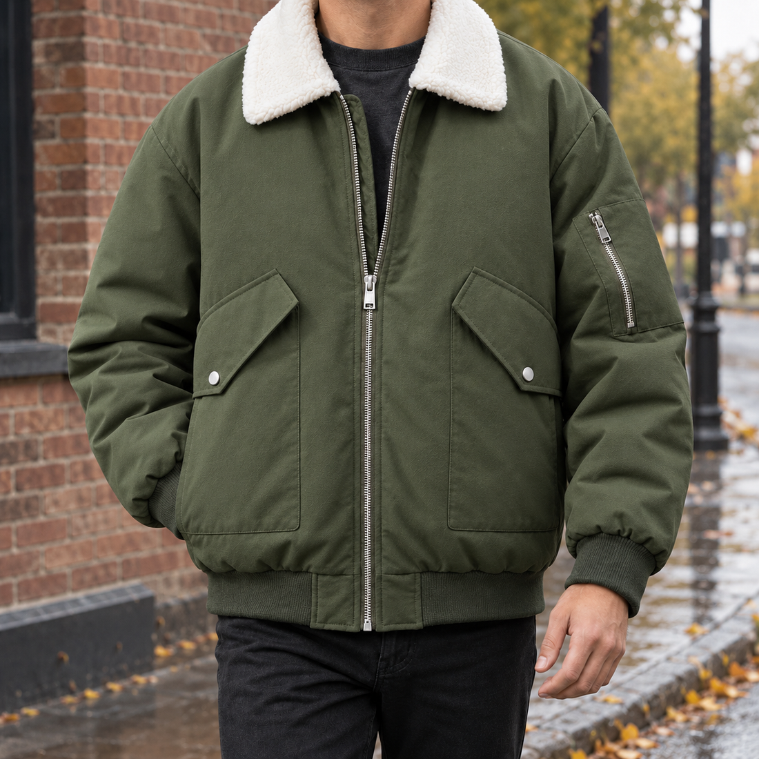Harlan Aviator Jacket - Military Green