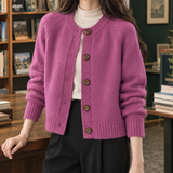 Lauren Round Neck Cardigan - Pink