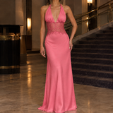 Dorothea-June Halter Maxi Dress - Pink