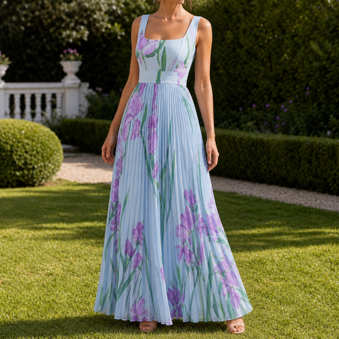 Orla-Grace Pleated Maxi Dress - Blue Purple