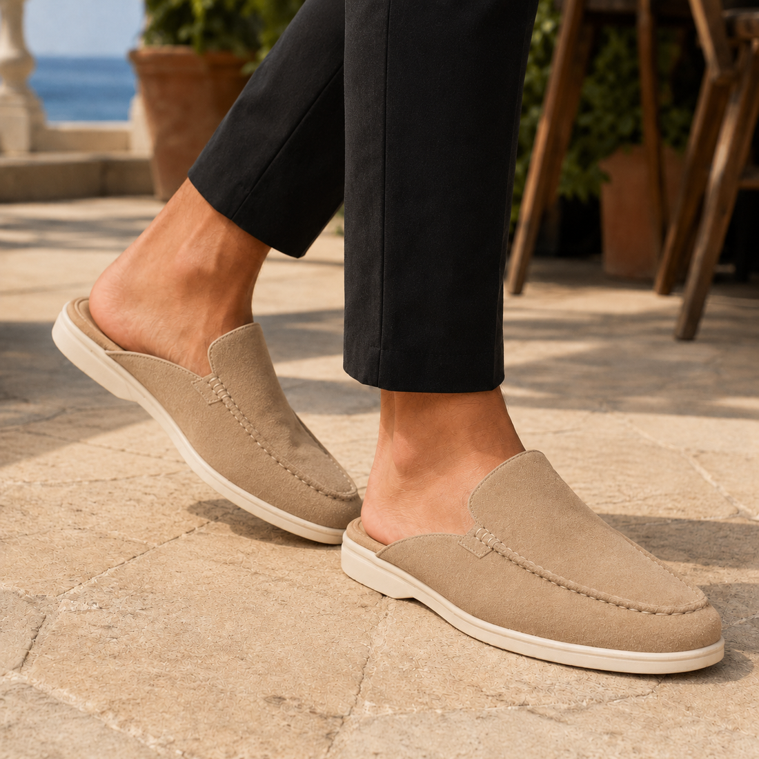 Zorzi Suede Mule Loafers - Beige
