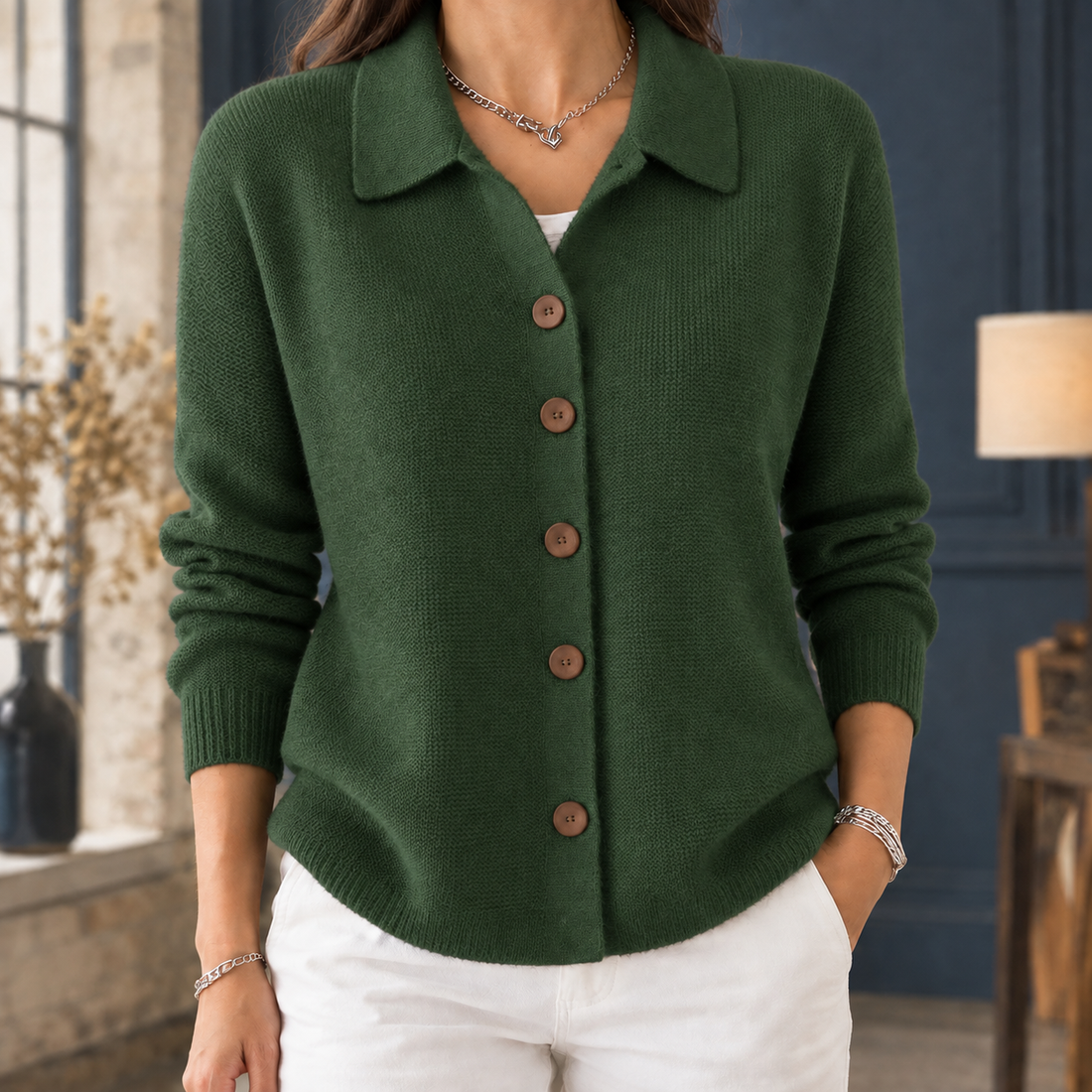 Berenice-Marie Wool Cardigan - Army Green