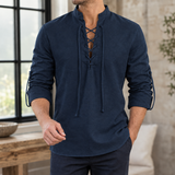 Ralph Lace-Up Shirt - Navy Blue