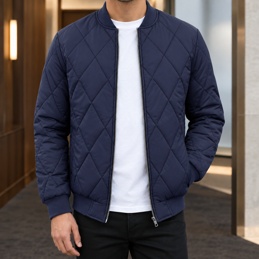 Harlan Quilted Jacket - Navy Blue