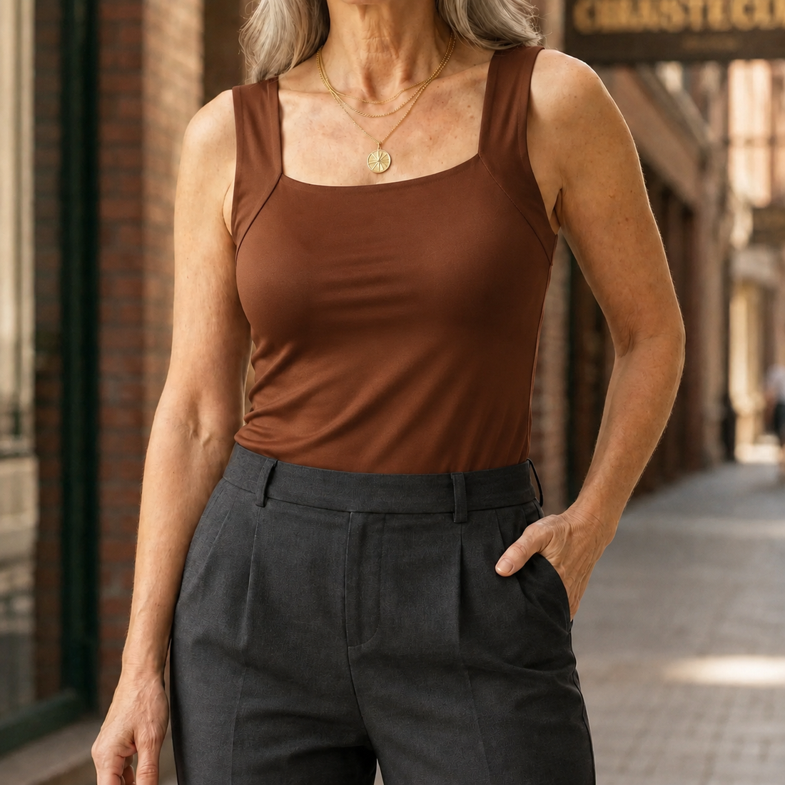 Bianca-Marie Support Tank Top - Coffee