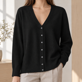Honoria Button Cardigan - Black