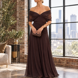 Colette-Louise Draped Maxi Dress - Brown