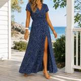 Alba-June Wrap Maxi Dress - Blue