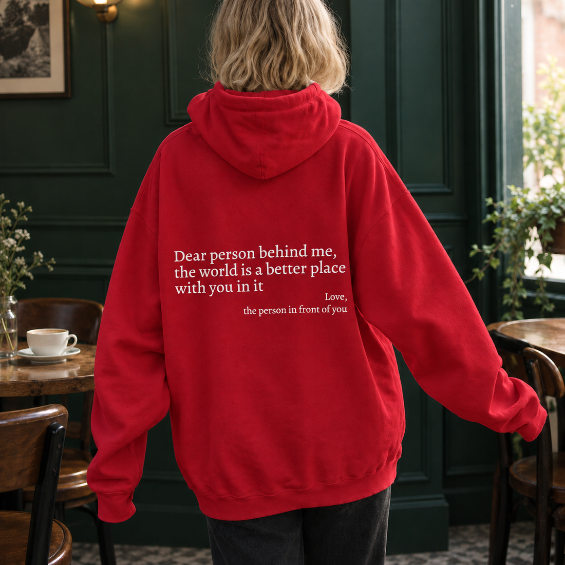 Honora-Pearl Message Hoodie - Red