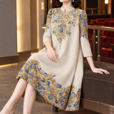 Sidonie-Claire Ornate A-Line Dress - Apricot