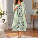 Helena-Rose Floral Dress Set - Light Green