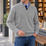 Oliver Quarter Zip Sweater - Light Gray