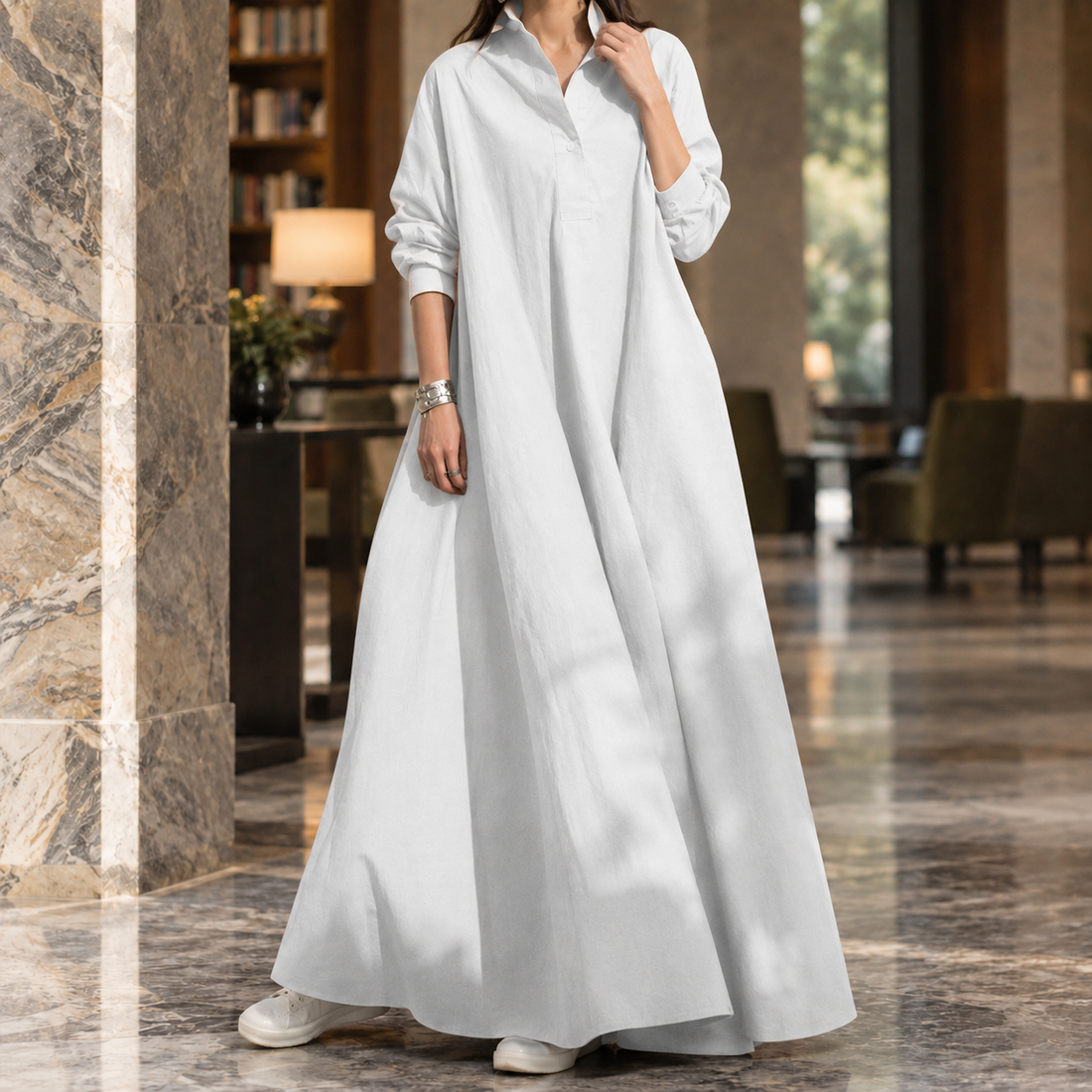 Abigail A-Line Maxi Dress - White