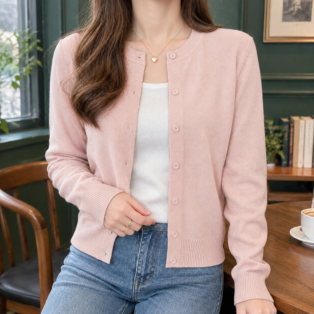 Perla-Rae Fine Knit Cardigan - Blush Pink