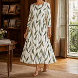Honora-Pearl Floral Midi Dress - White/green
