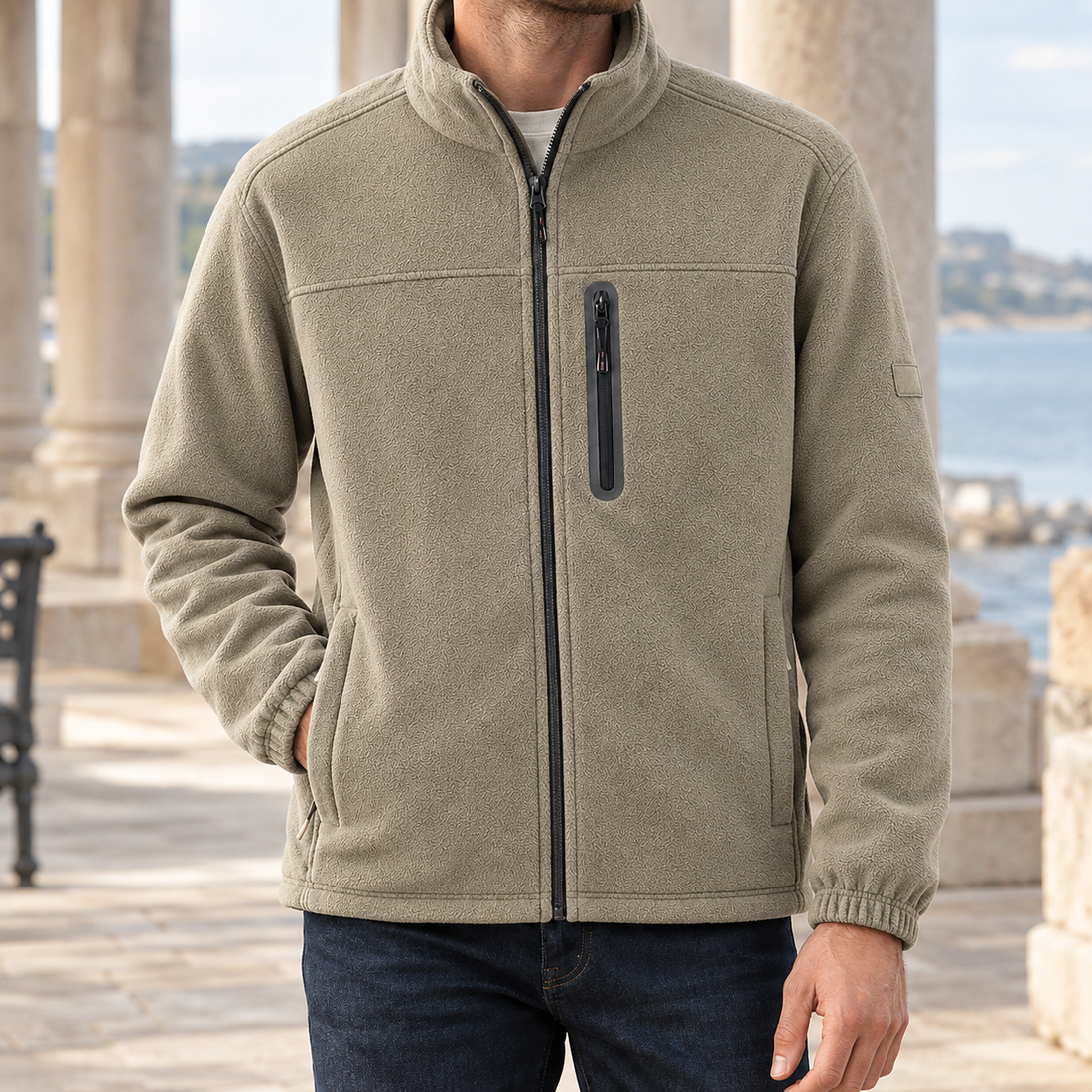 Wyatt Stand Collar Jacket - Khaki
