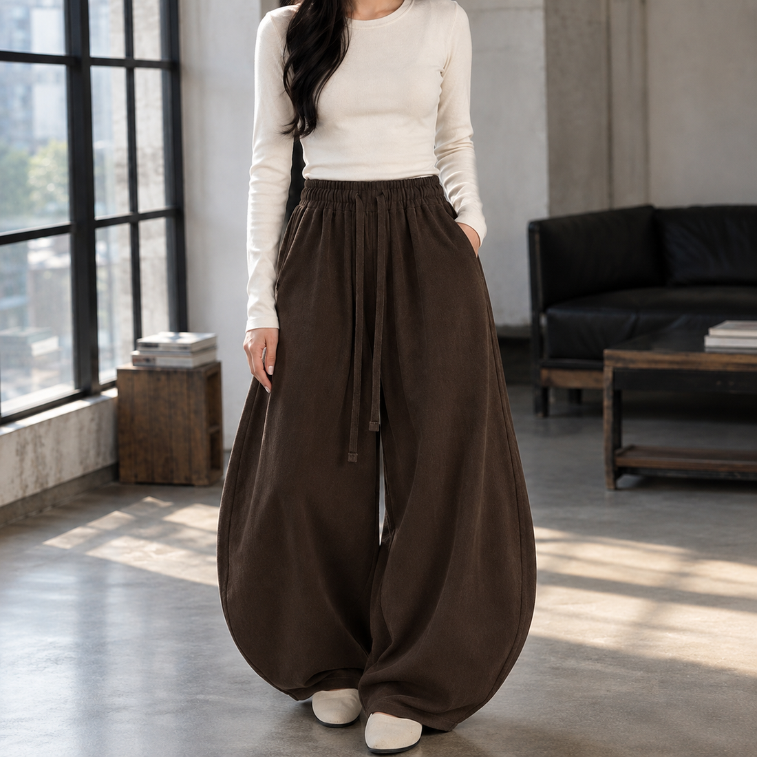 Bianca-Jade Balloon Cardigan - Dark Coffee -european