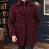 Vaughn Double Collar Coat - Wine Red