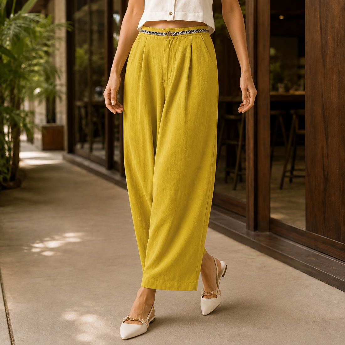 Valeria Wide Leg Pants - Mustard