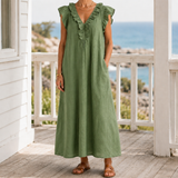 Carmen-Eve Ruffle Maxi Dress - Green