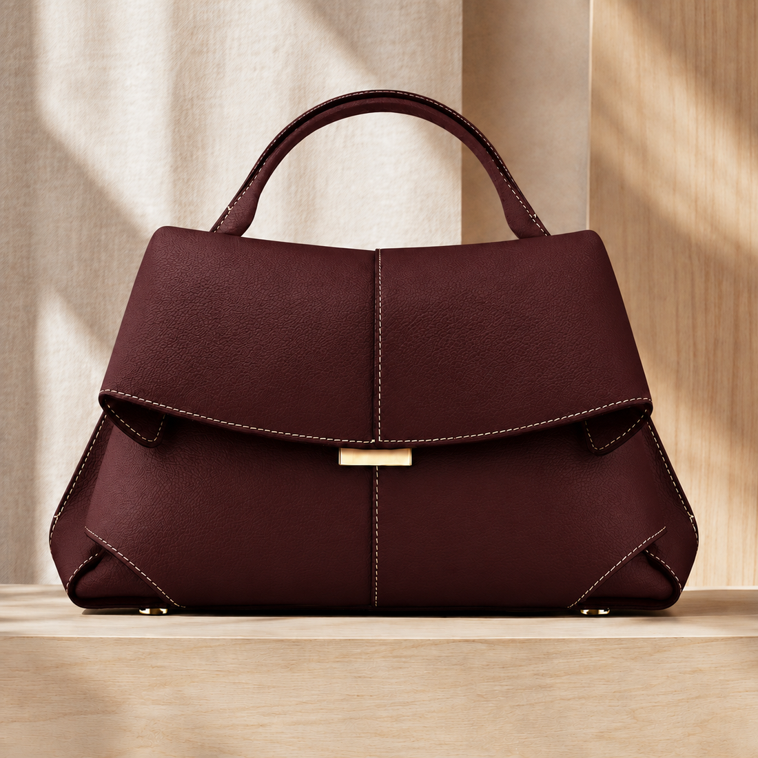 Matera Sculpted Handbag - Burgundy