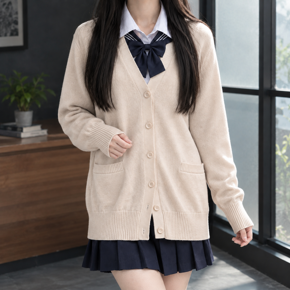 Marisol-Mae V-Neck Cardigan - Beige