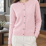 Michelle Round Neck Cardigan - Pink