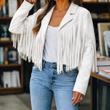 Giselle-Grace Fringe Jacket - White