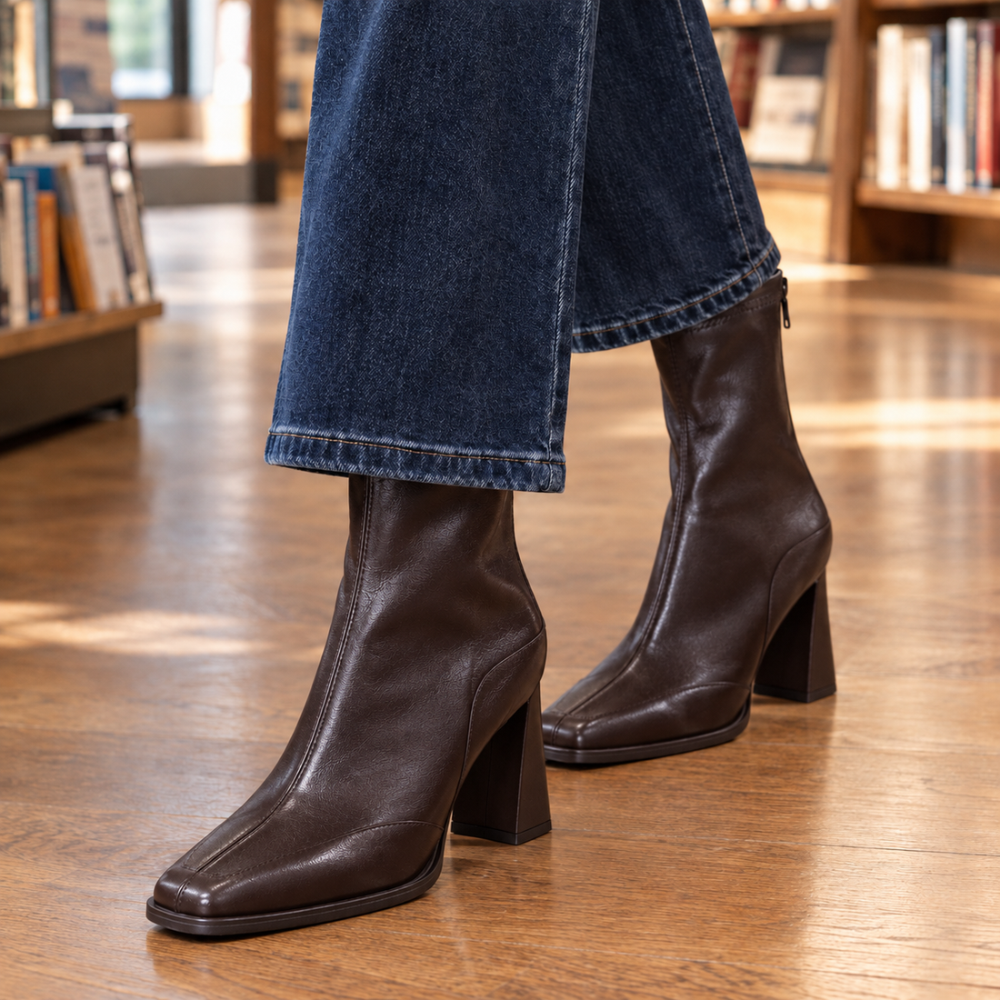 Falconi Square Toe Boots - Brown