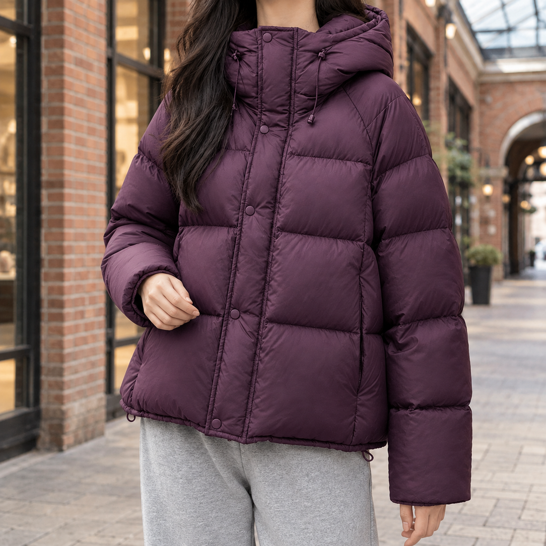 Adelia Hooded Puffer Jacket - Purple