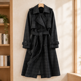 Salome-Sage Belted Trench Jacket - Black Plaid Lining