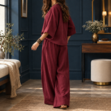 Lucia-Grace Wide Leg Set - Wine Red