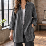 Leontine Relaxed Shirt - Charcoal Striped