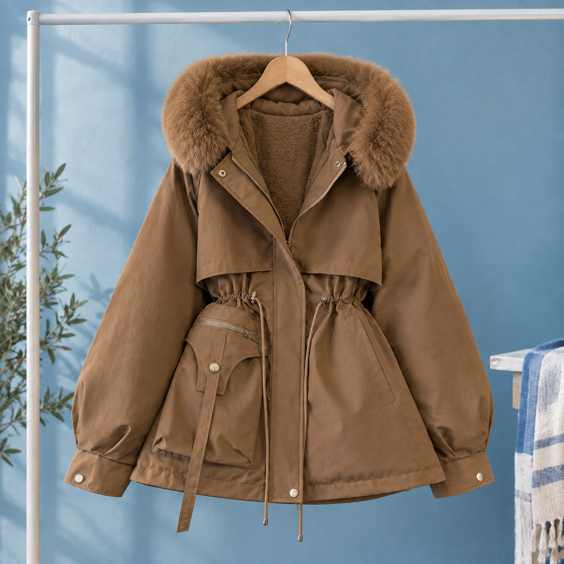 Sabina-Jade Hooded Parka - Brown