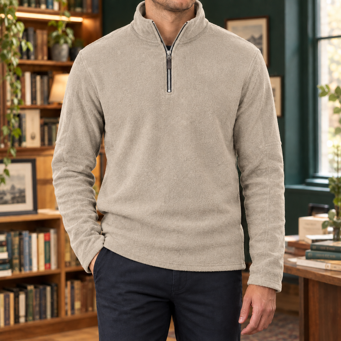 Wyatt Quarter Zip Top - Khaki