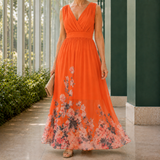 Fleur-Faye Floral Maxi Dress - Orange