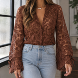 Mallory-Grace Lace Blouse - Coffee