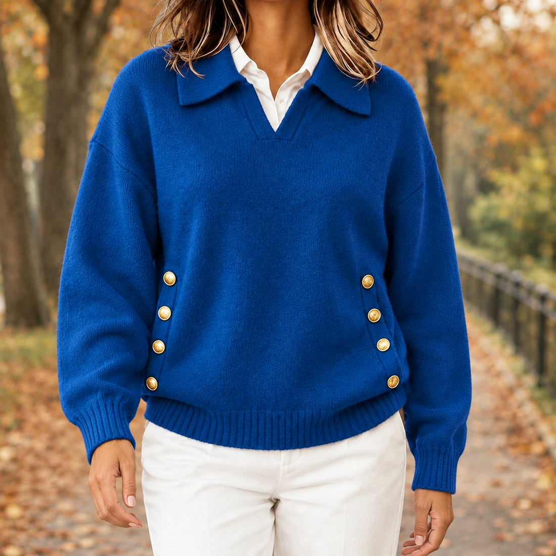 Leila-Louise Collared Sweater - Blue