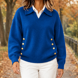 Leila-Louise Collared Sweater - Blue