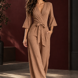 Olive-Hope Wrap Jumpsuit - Light Brown