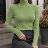 Adeline-Jade Ribbed Turtleneck - Avocado Green