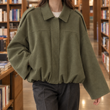 Clemence-Marie Suede Bomber Jacket - Army Green