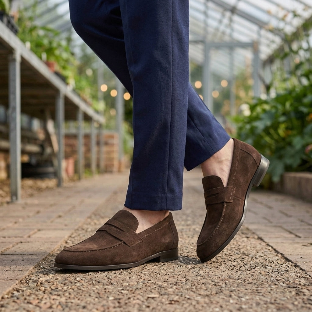 Dario Suede Penny Loafers - Dark Brown