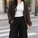 Molly-Eve Relaxed Wide-Leg Cardigan - Dark Coffee