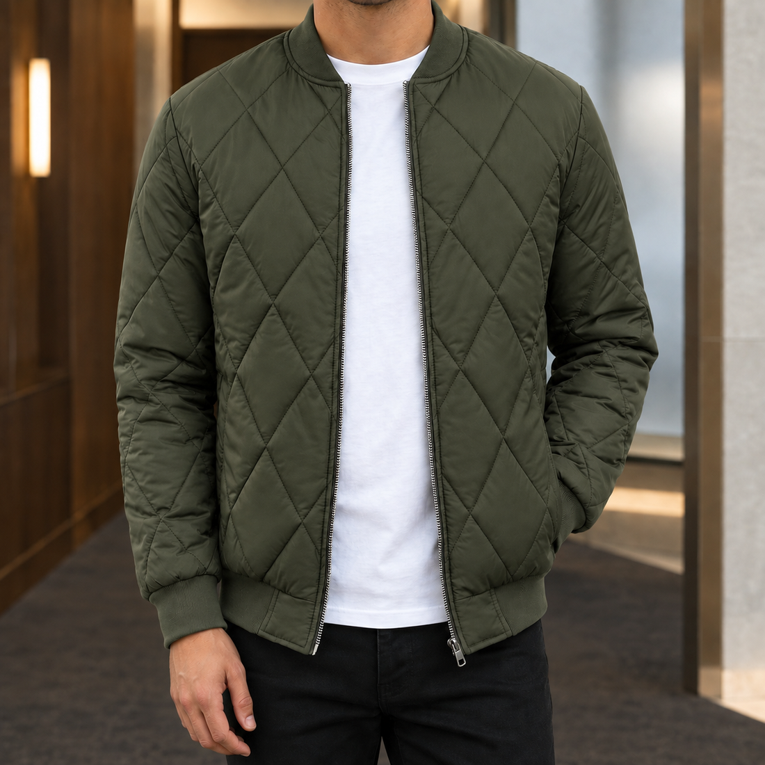Harlan Quilted Jacket - Army Green